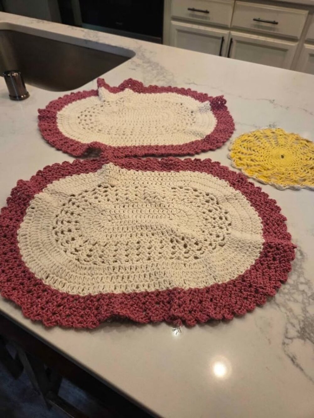 Vintage doilies or crochet knit placemats 3 peices